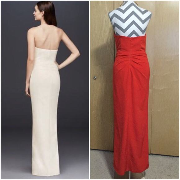 Draped Crepe Sheath Dress with Necklace - Picture 3 of 8